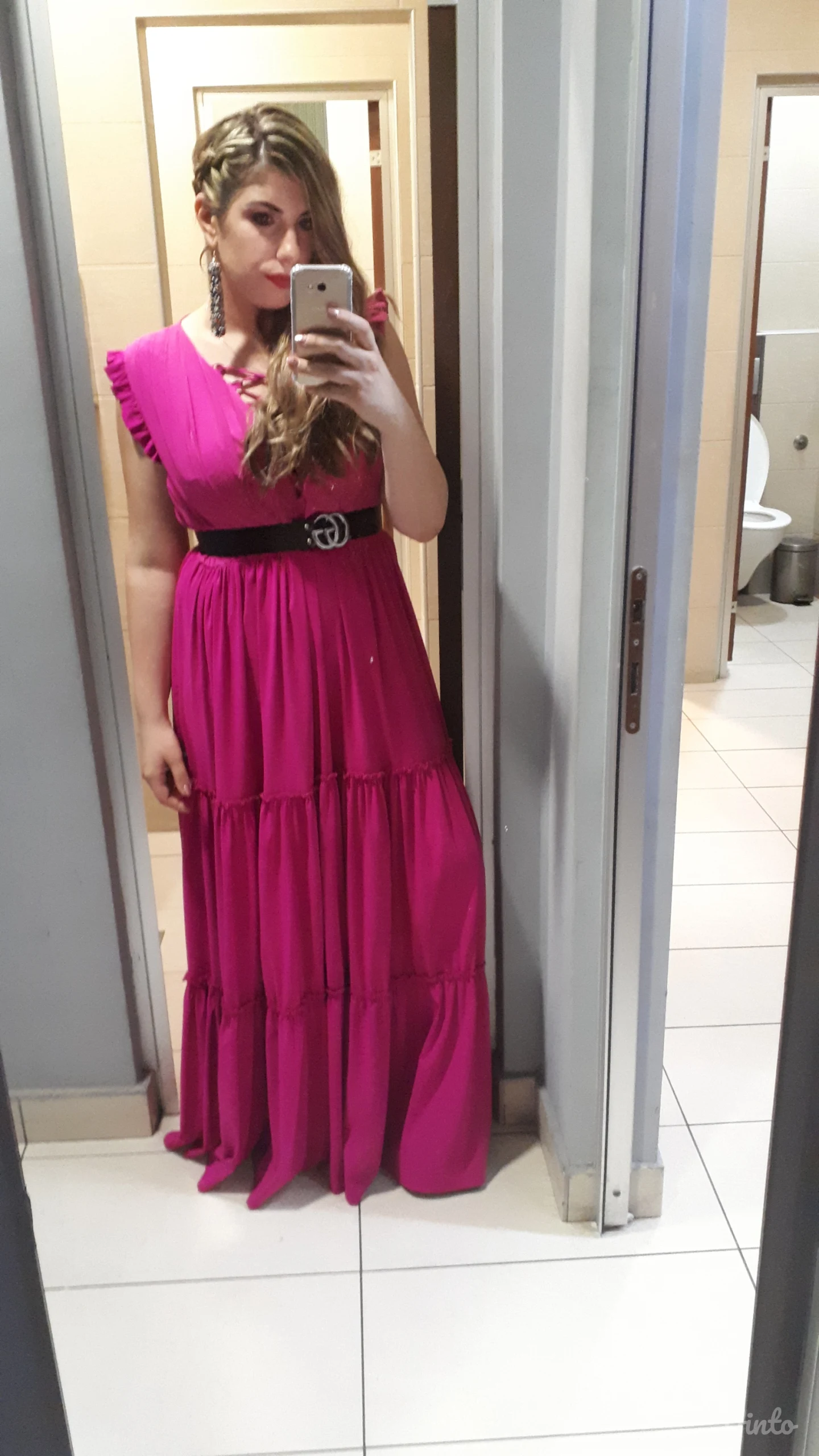 Pink duga haljina