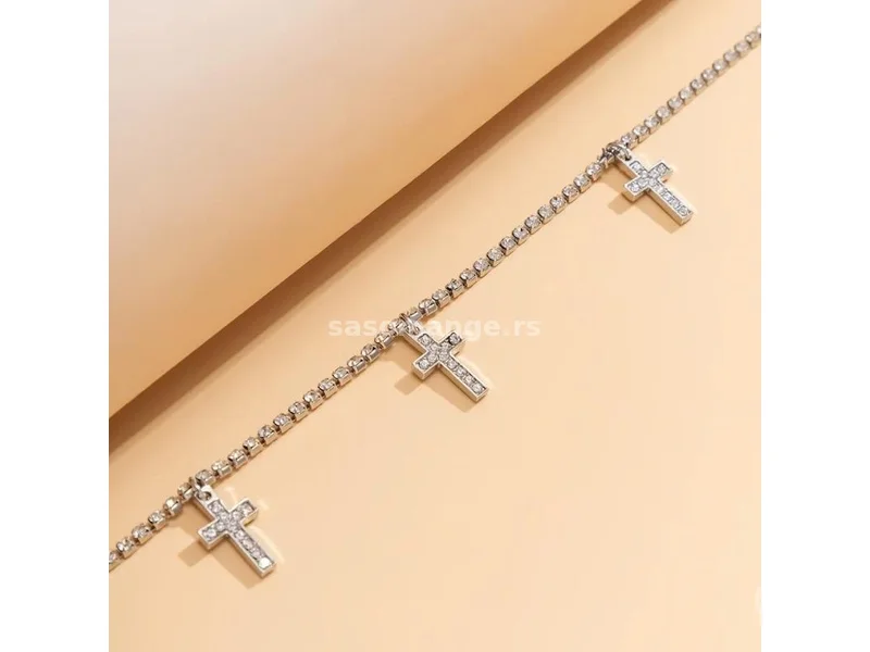 Ogrlica za stomak cirkoni krstici