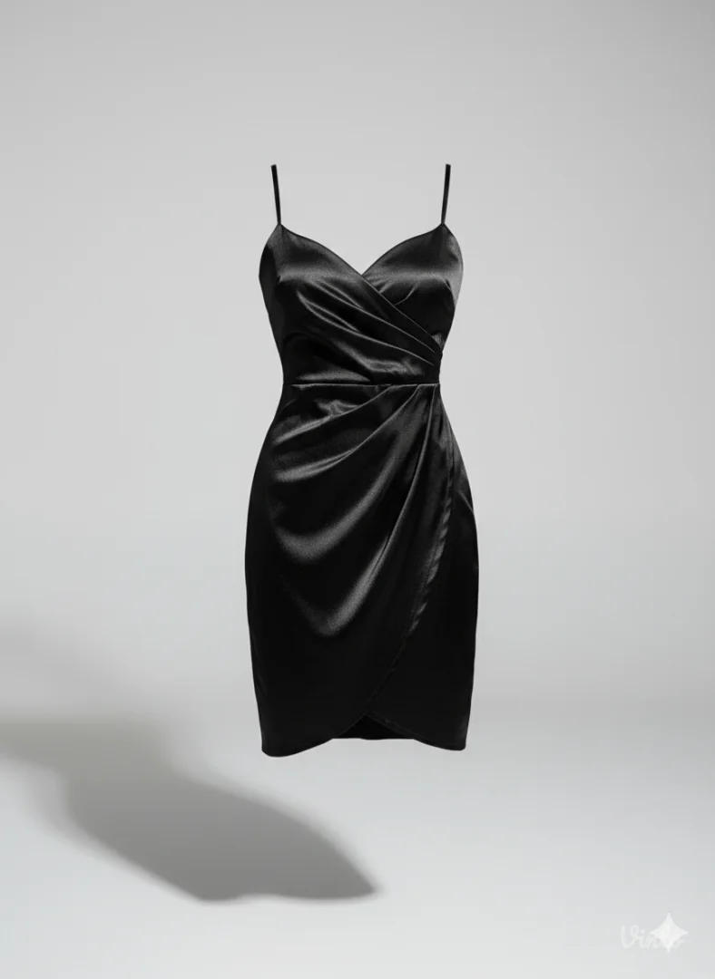 Crna satenska haljina