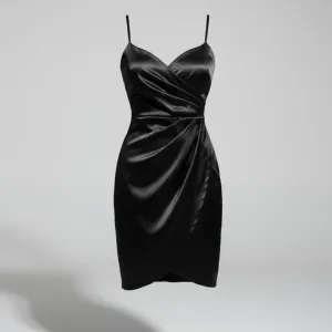 Crna satenska haljina