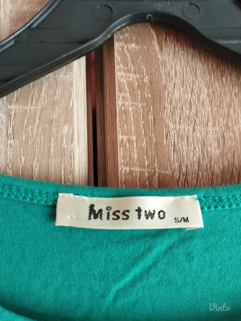 Prelepa zelena majica Miss Two, pamuk, sa baletankama