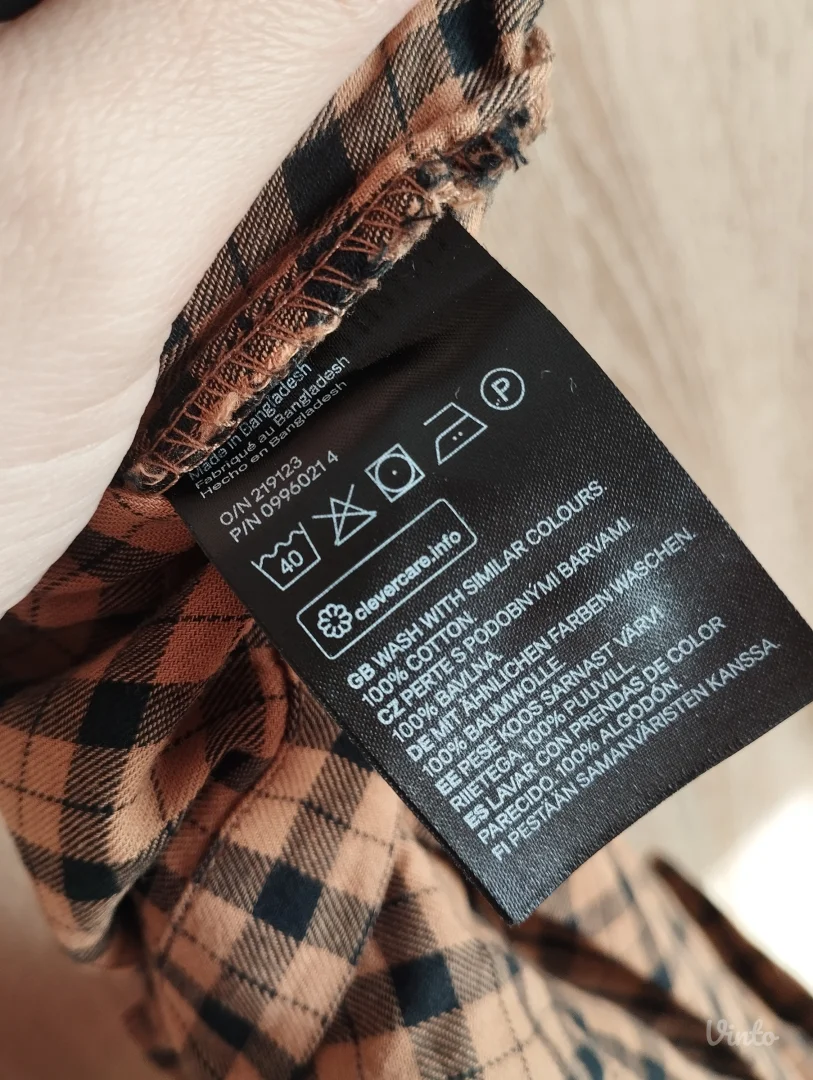 H&M Divided Karirana Kratka Košulja, Nova, Croped