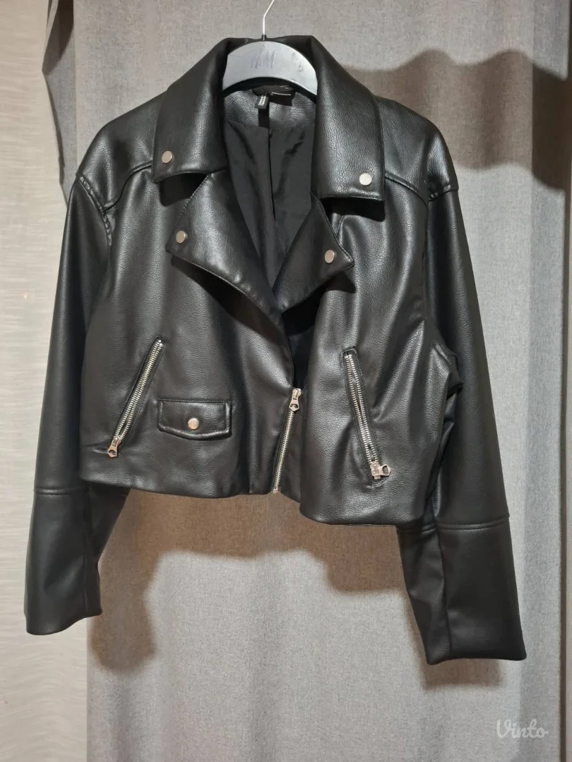 Crna zenska kozna jakna