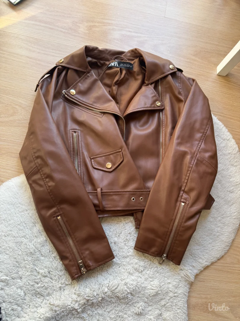 Braon kozna jakna ZARA