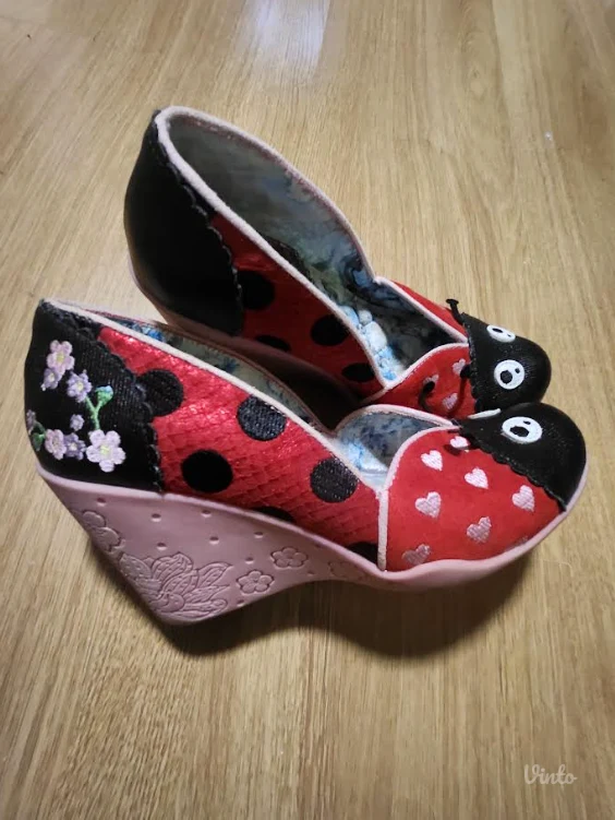 Irregular Choice 'Lady Bee' Red Wedge High Heel Shoes