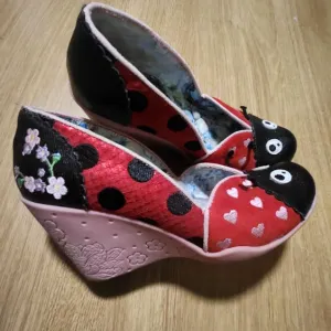 Irregular Choice 'Lady Bee' Red Wedge High Heel Shoes