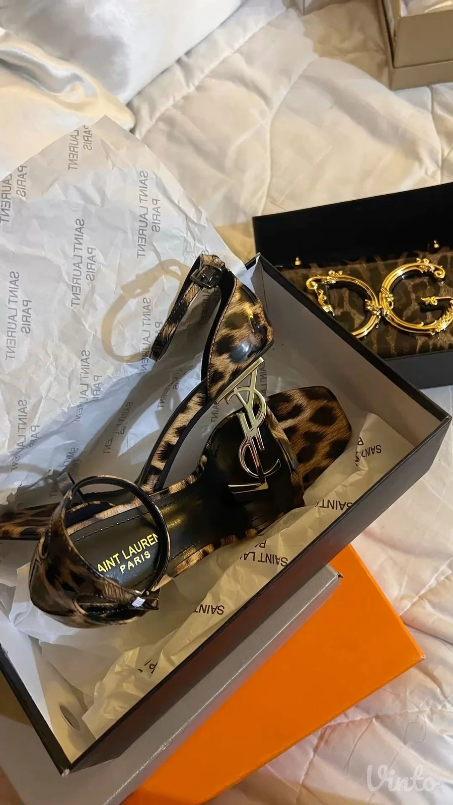 YSL leopard print sandale