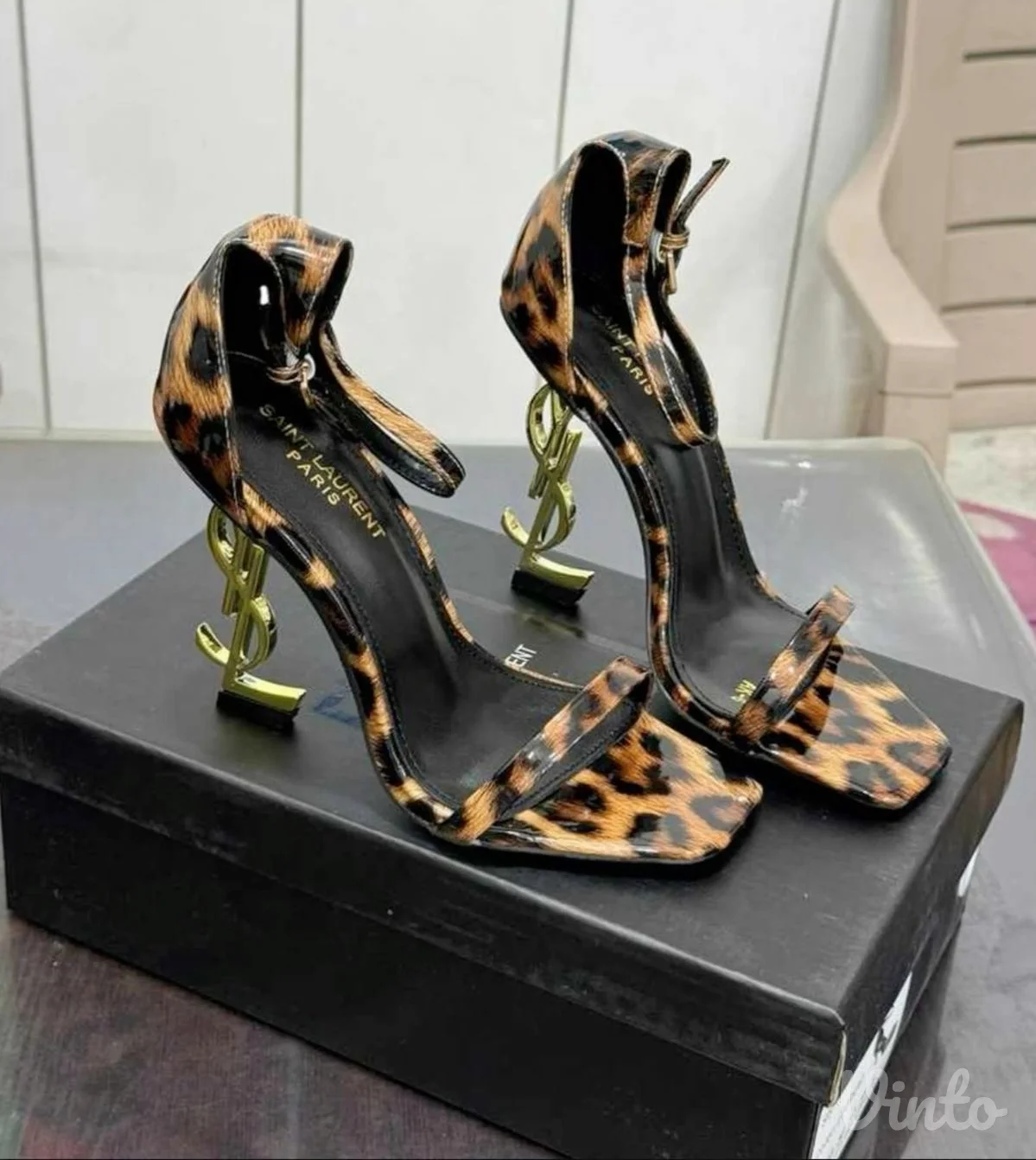 YSL leopard print sandale