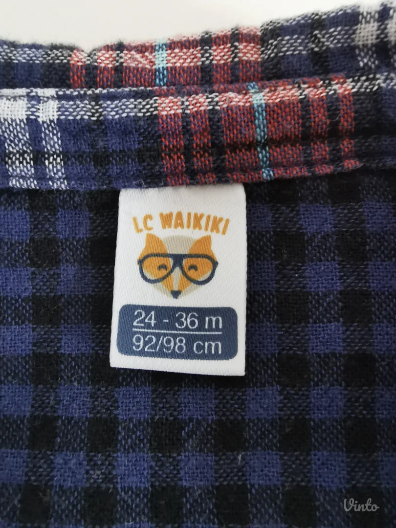 Pamucna karirana kosulja vel. 92-98