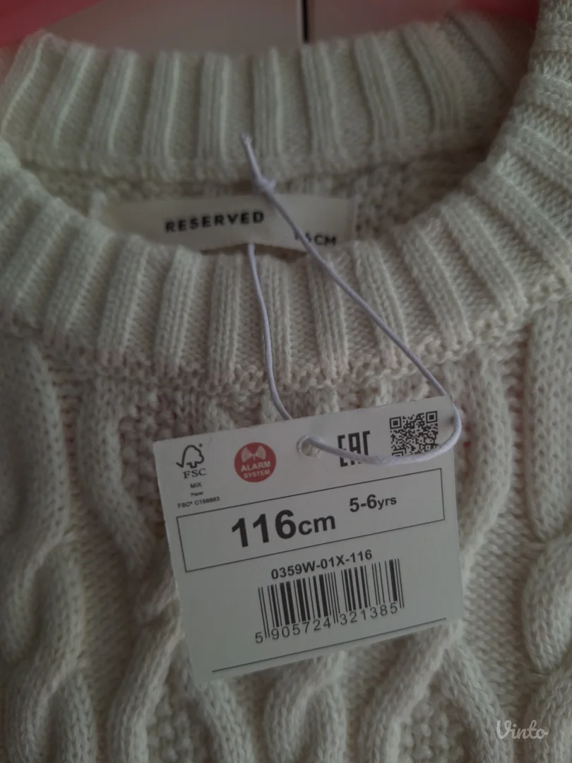 Pamucni deciji dzemper, NOVO, vel. 116