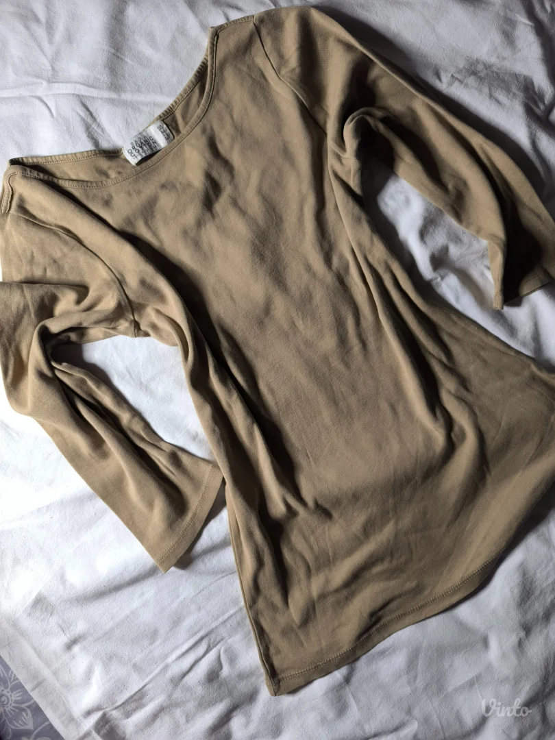 Zara bež pamučna majica 3/4 rukavi