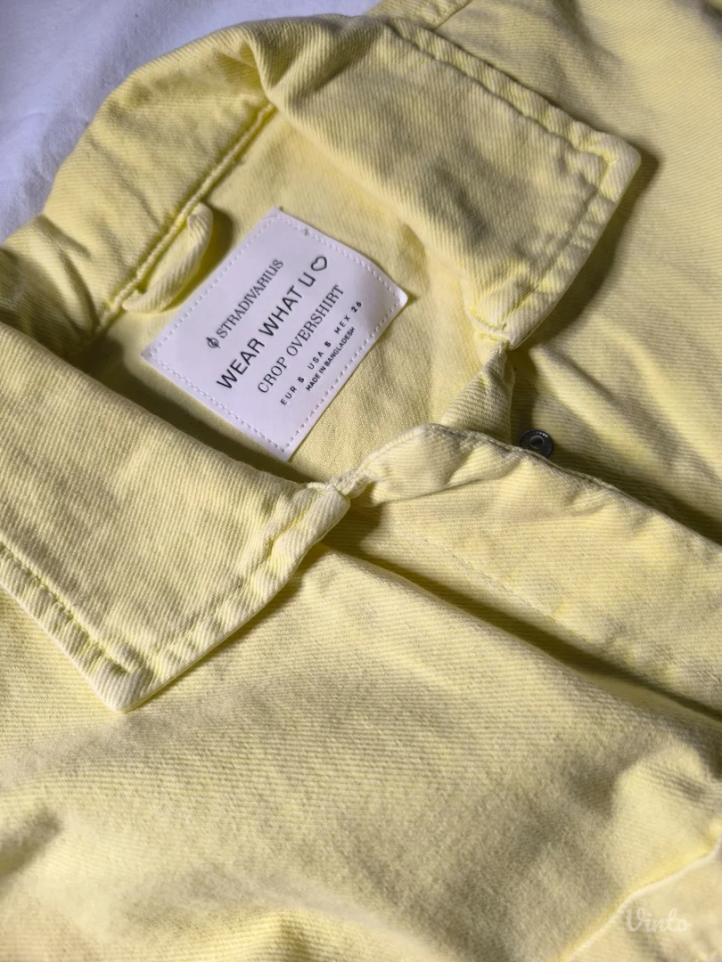 Žuta Stradivarius crop top jaknica/košulja