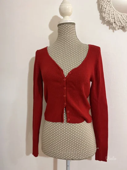 NOVO crveni trikotažni tanji džemper S vel