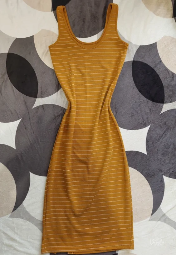 Letnja senf žuta midi haljina
