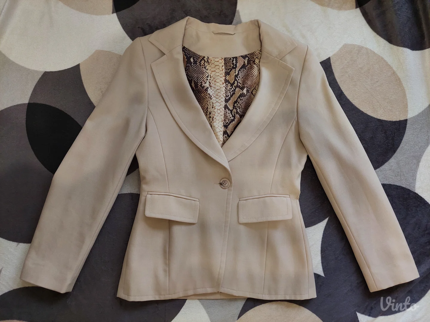 Bež sako zmija print M