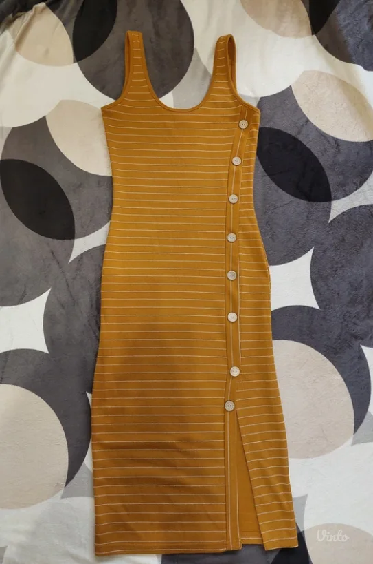 Letnja senf žuta midi haljina