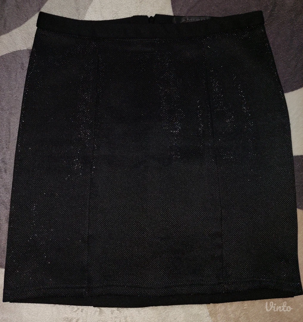 Amisu crna svetlucava mini suknja S