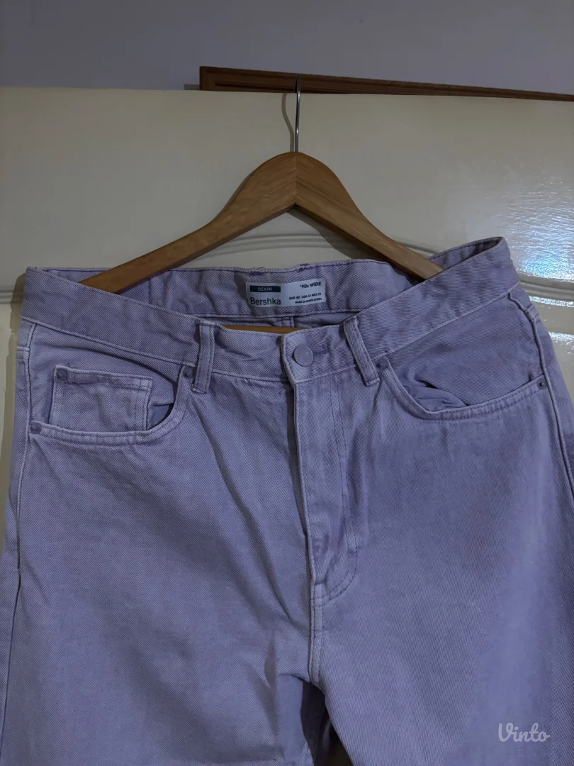 bershka lila farmerke wide leg