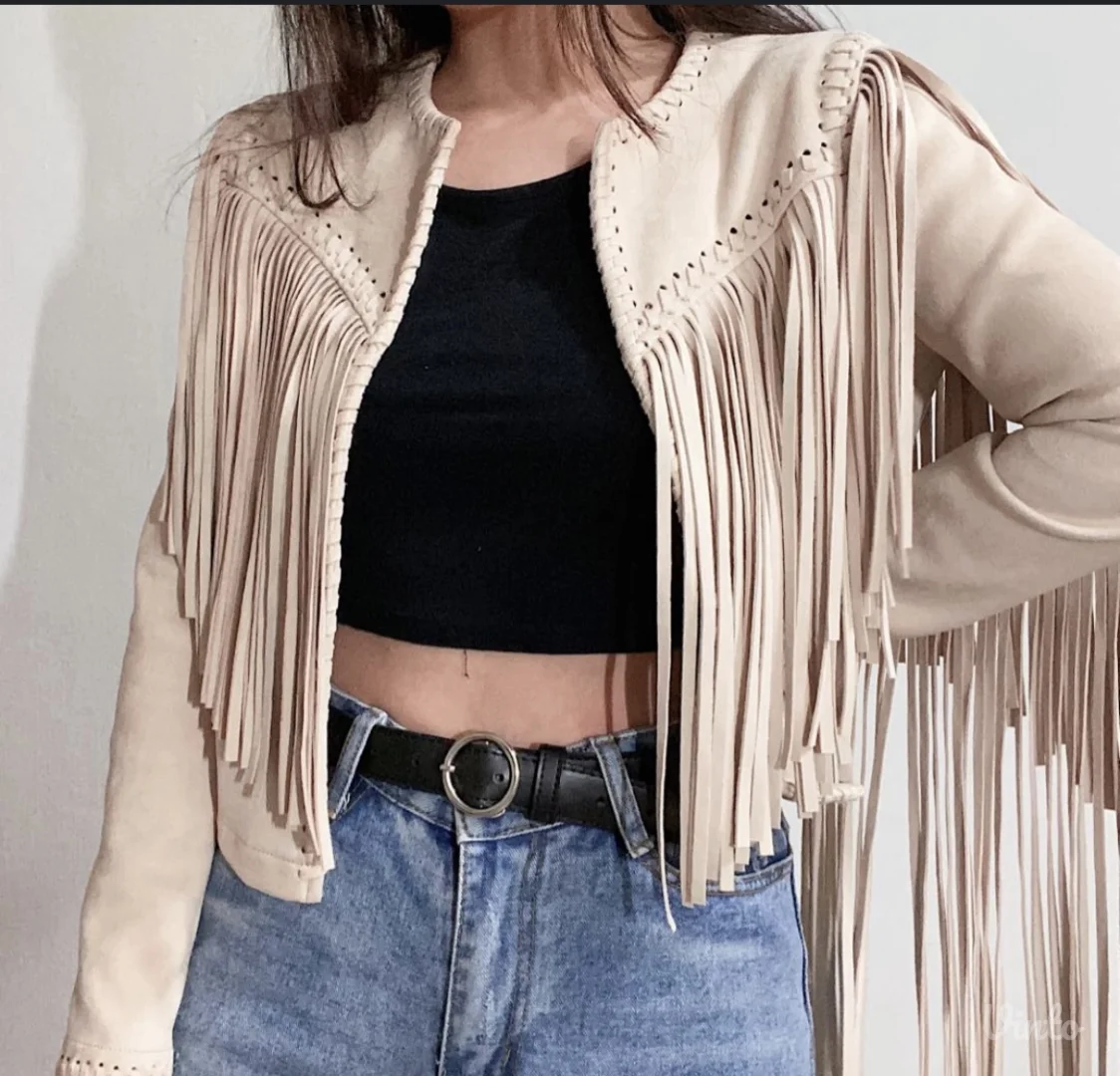 Zara jakna sa resama brusena koza