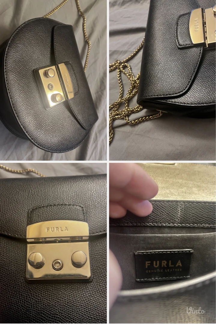 Original Furla crna kožna torba