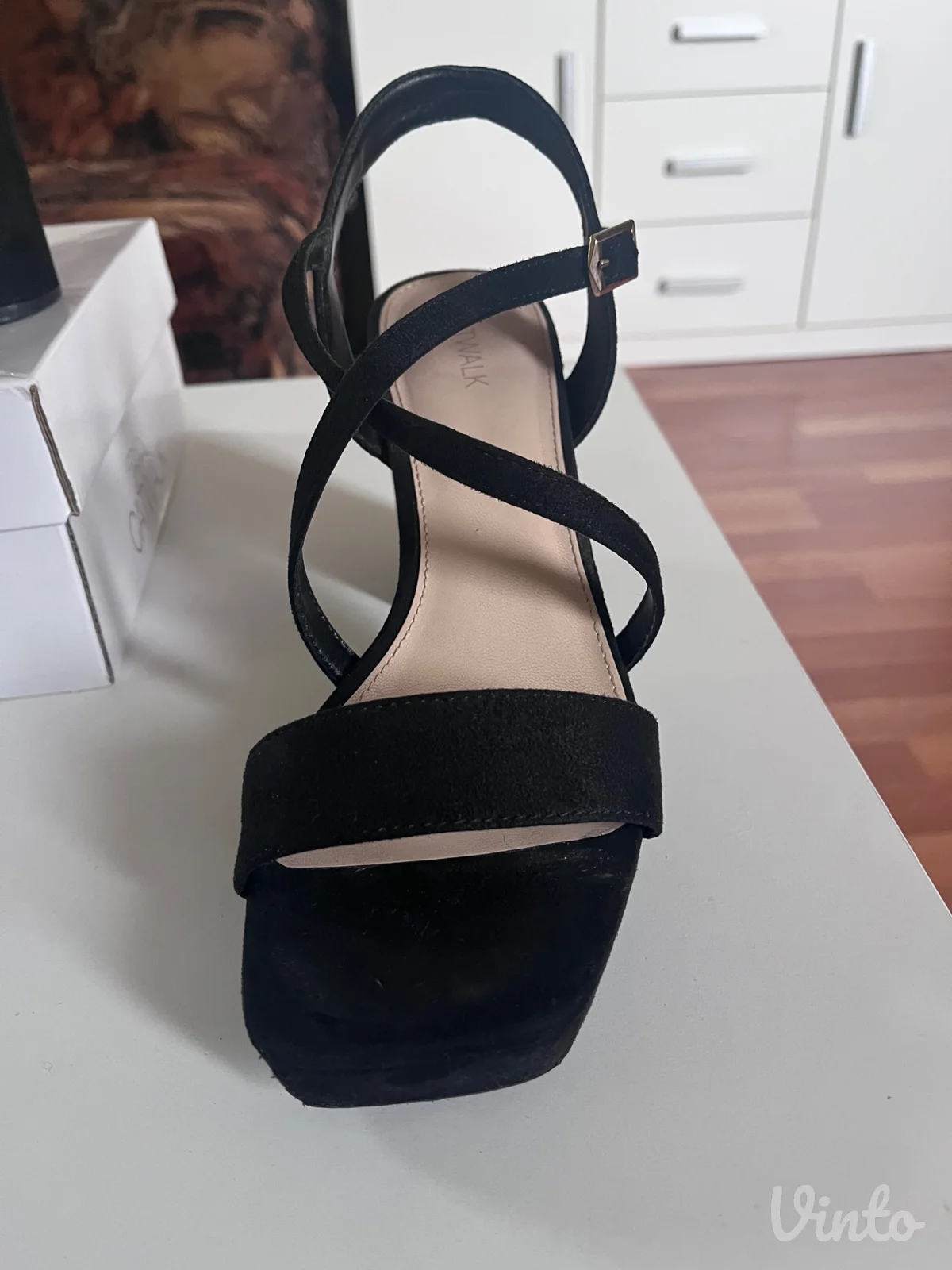 Crne letnje velur sandale