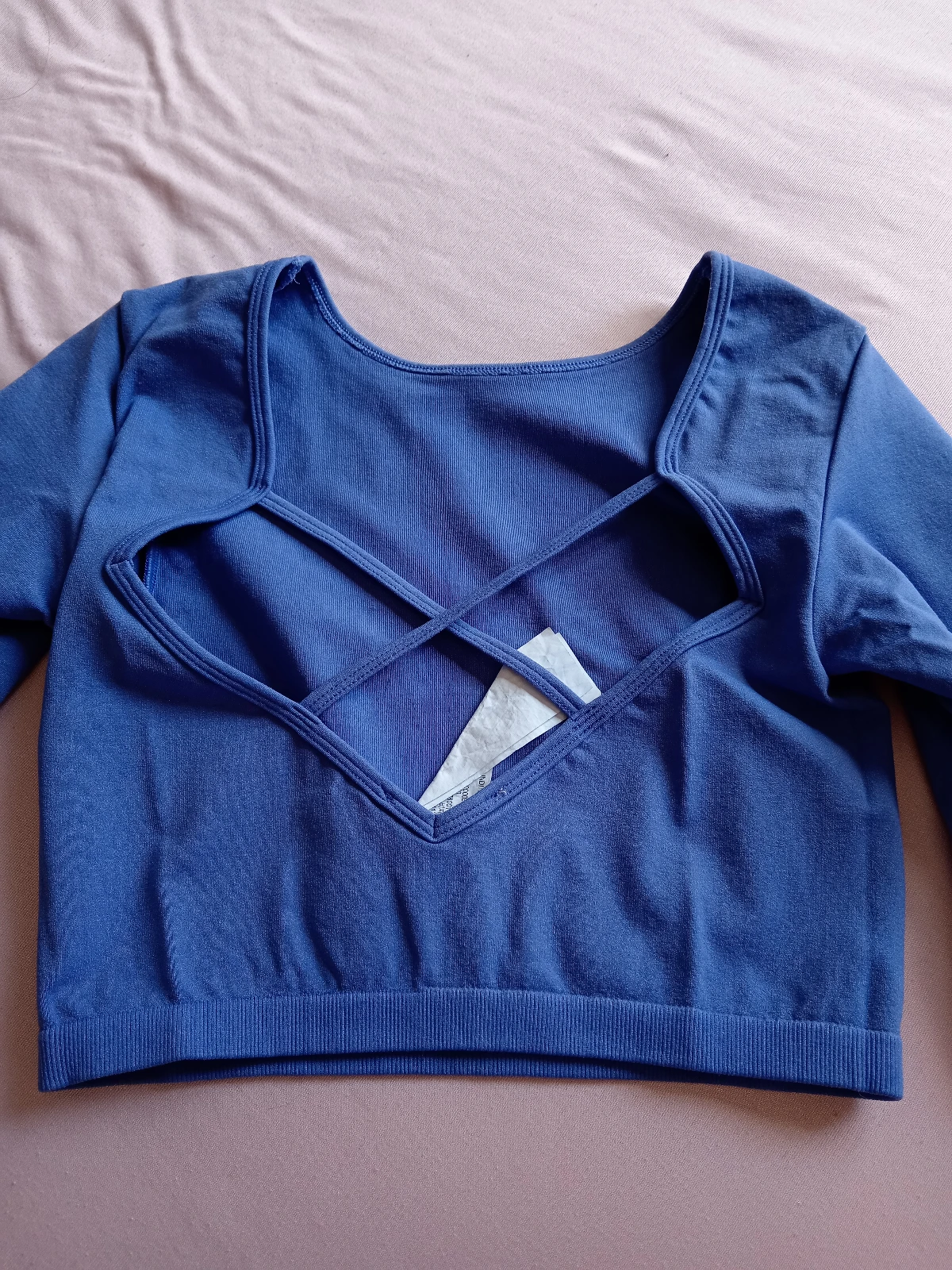 Pull&Bear plavi crop top sa ukrštenim bretelama na leđima / Vel. XS-S
