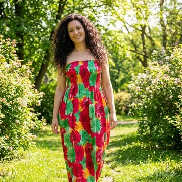 Cvetna letnja haljina,velicina 46-48 ili 2 XL