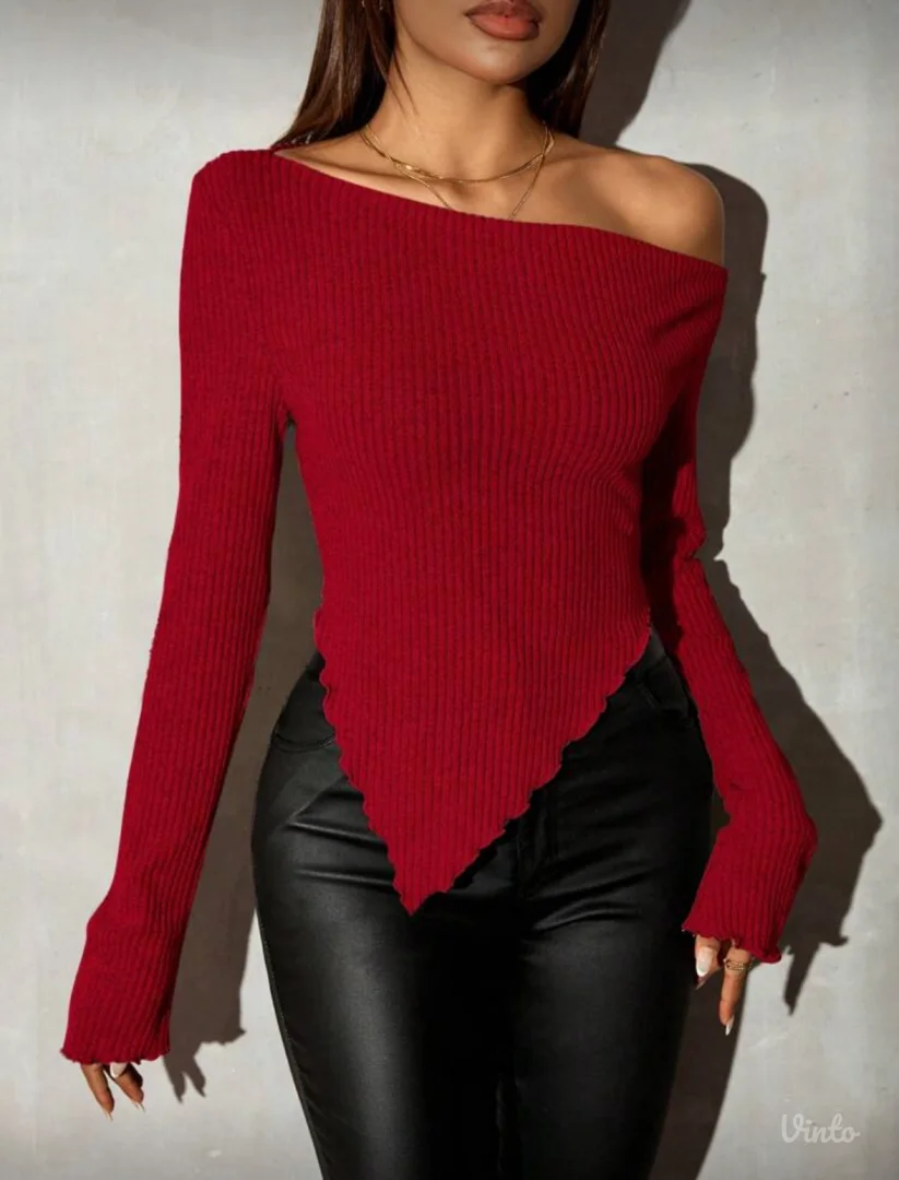 Shein novo crvena majica dug rukav M vel