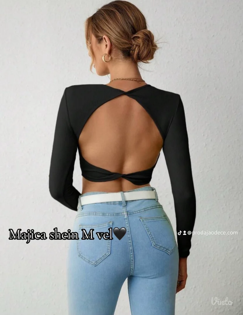 NOVO Shein majica M vel crne boje dug rukav