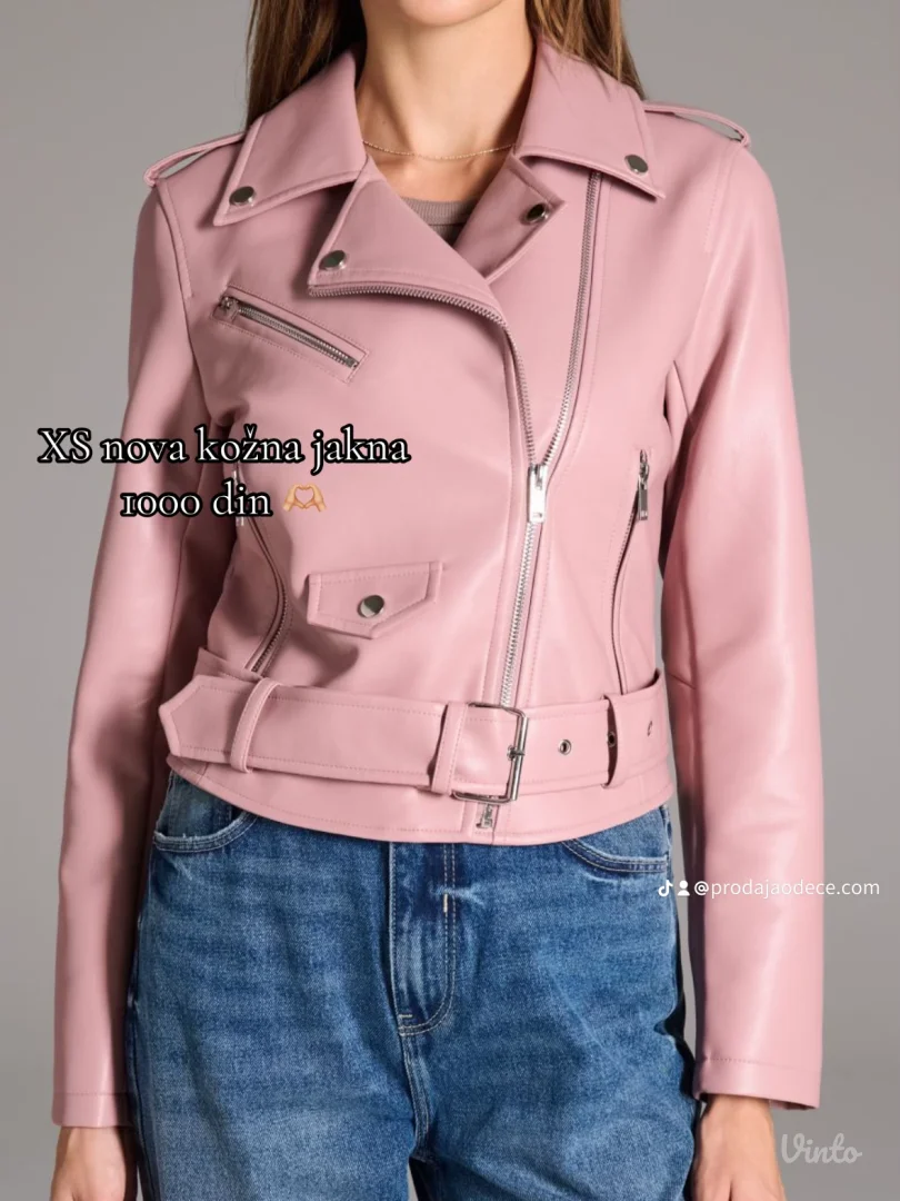 NOVO Roze kožna jakna XS vel