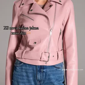 NOVO Roze kožna jakna XS vel
