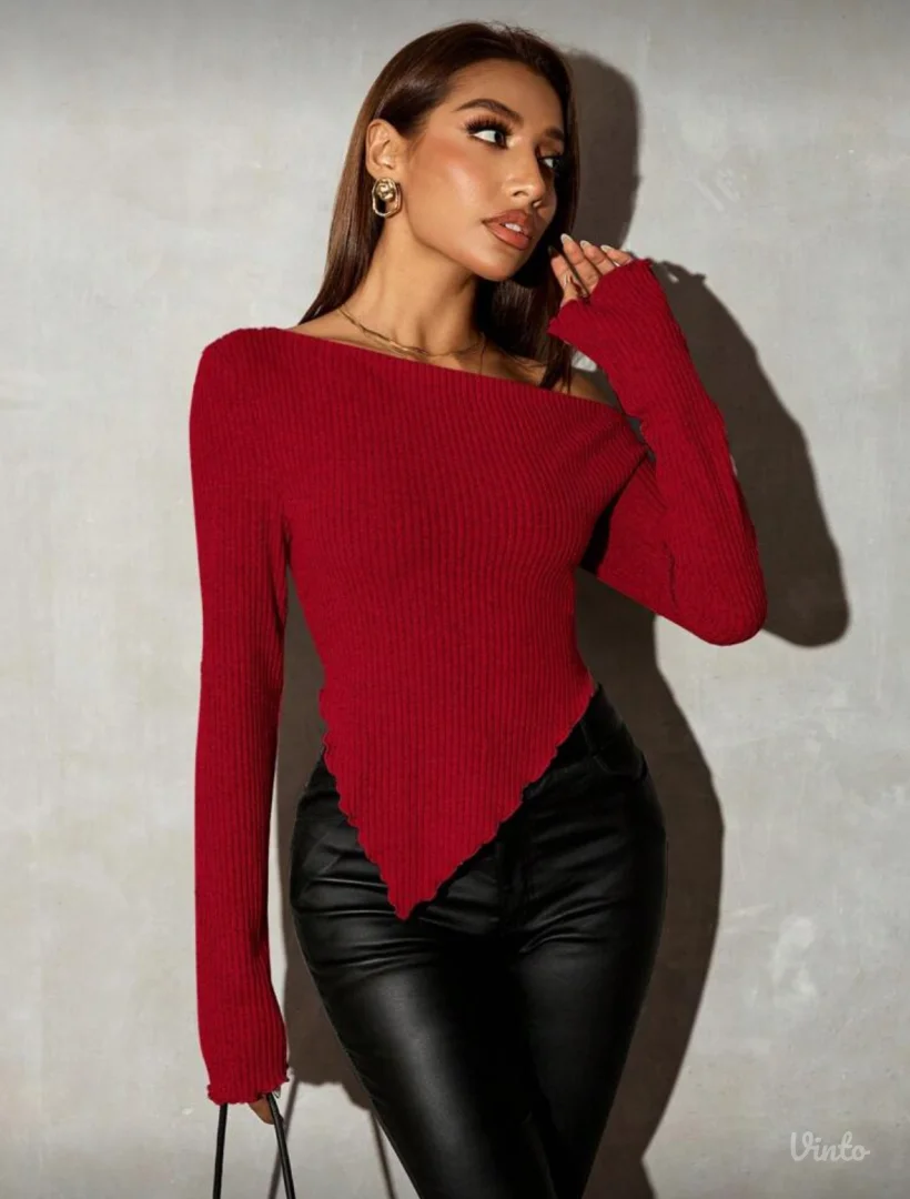 Shein novo crvena majica dug rukav M vel