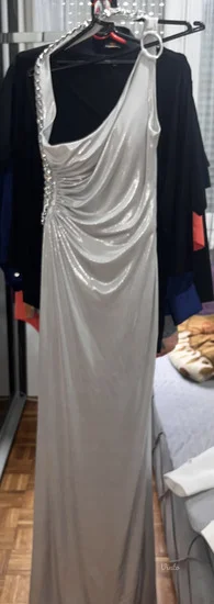 Svečana duga siva haljina