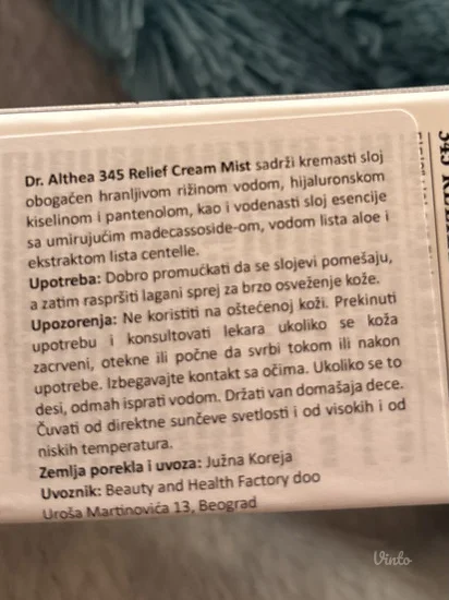 Dr.Althea 345 Relief Cream Mist 60ml