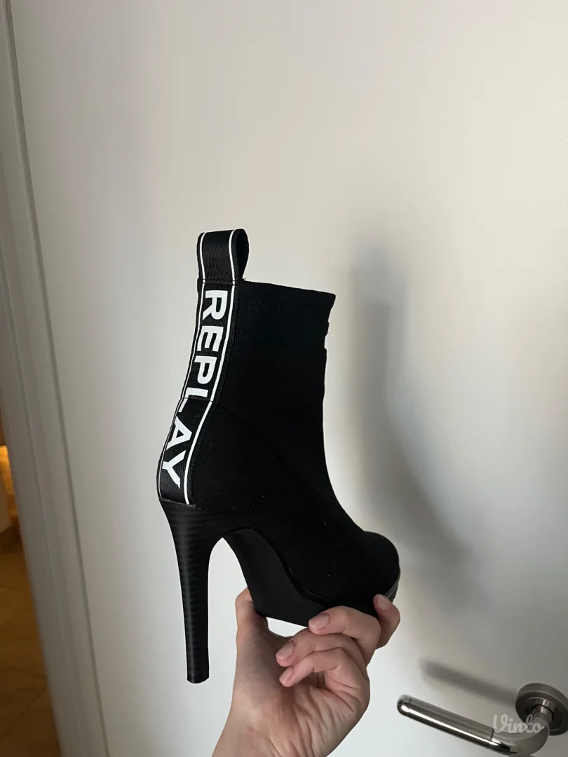 Replay čizme na štiklu, crne, br.38