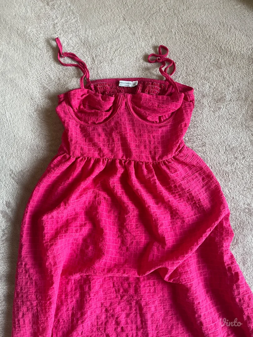 Stradivarius - Midi pink haljina