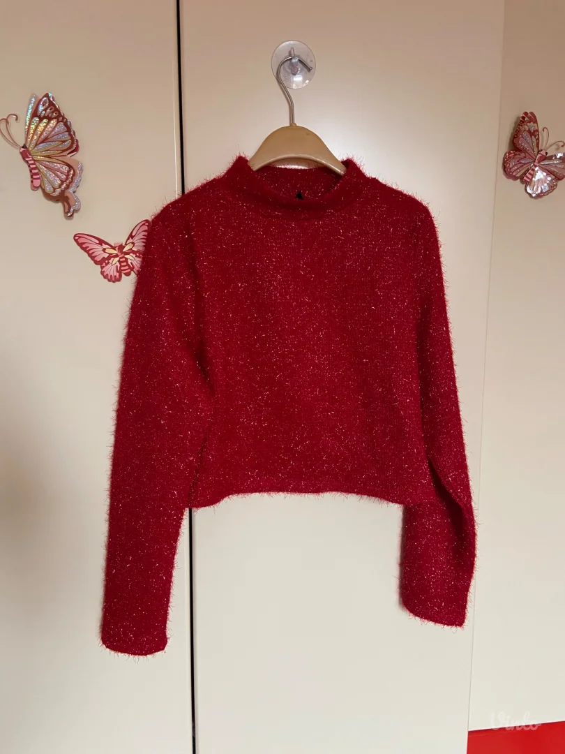 H&M crop crveni džemper - L