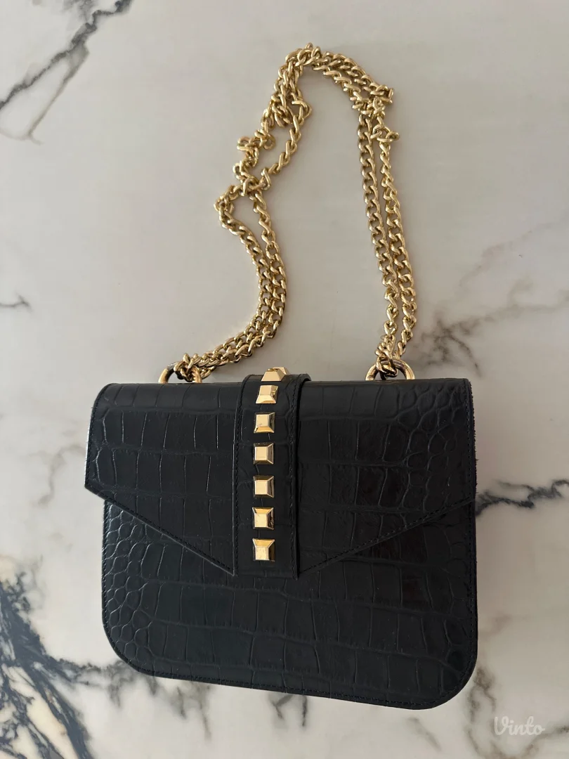 Mona kožna torbica - crna kroko