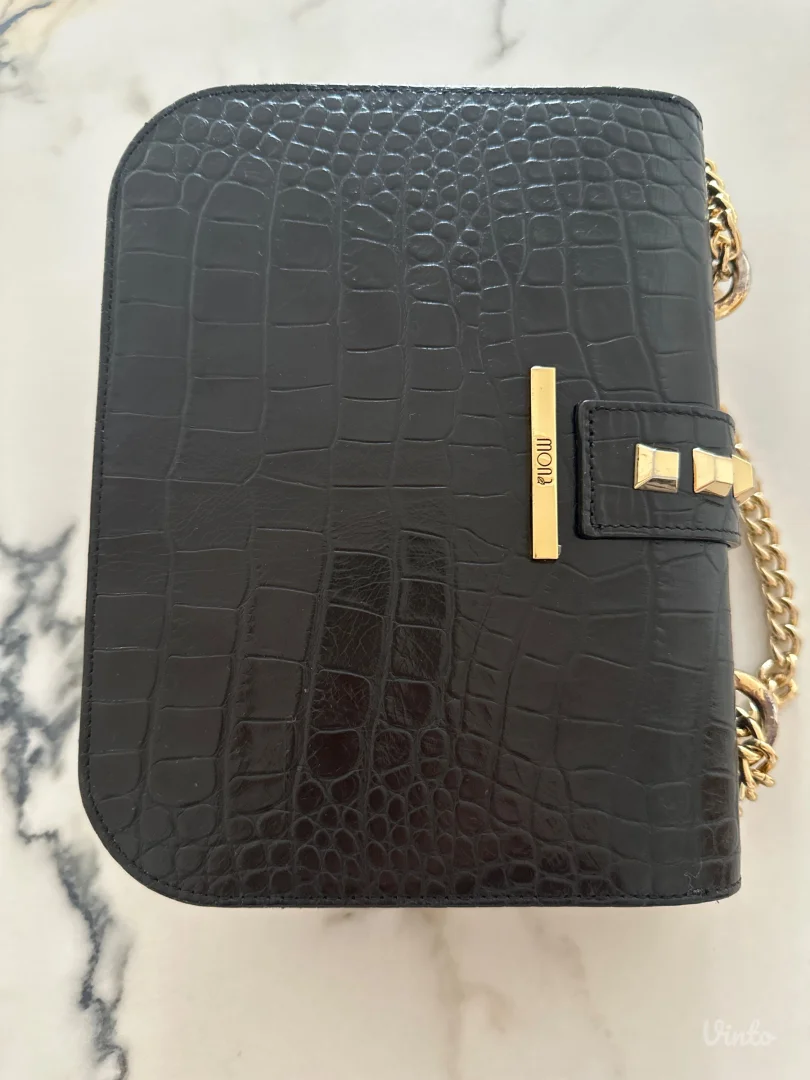 Mona kožna torbica - crna kroko