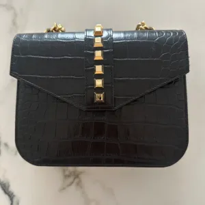 Mona kožna torbica - crna kroko