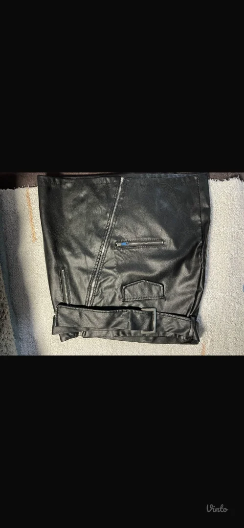 L&S-crna kožna suknja