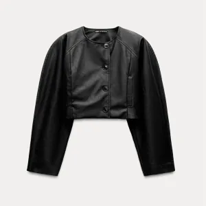 Zara crop kožna jakna nova