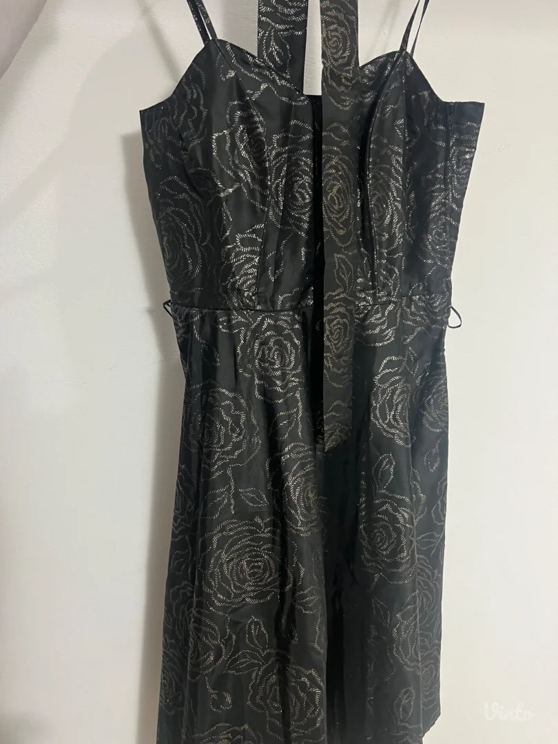 crna svečana korset haljina sa šljokicama