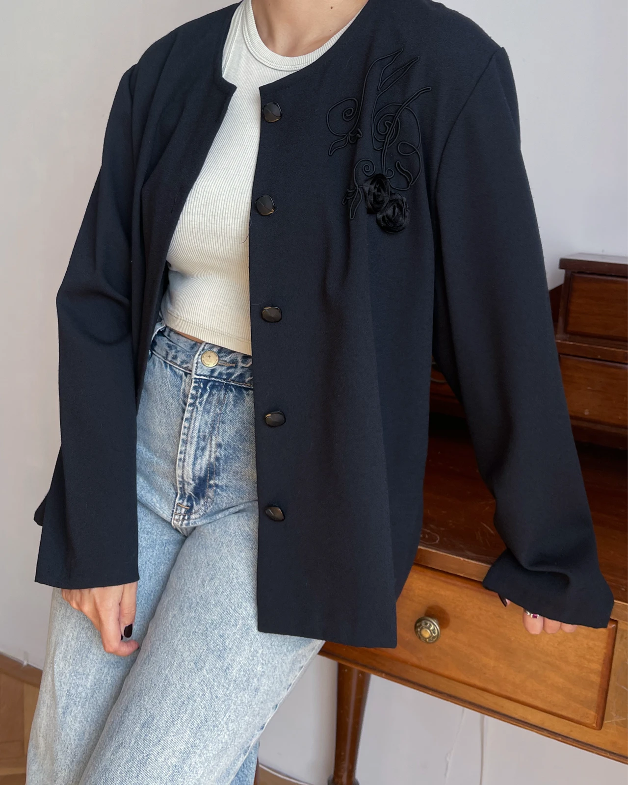 Vintage sako 90s francuska crni