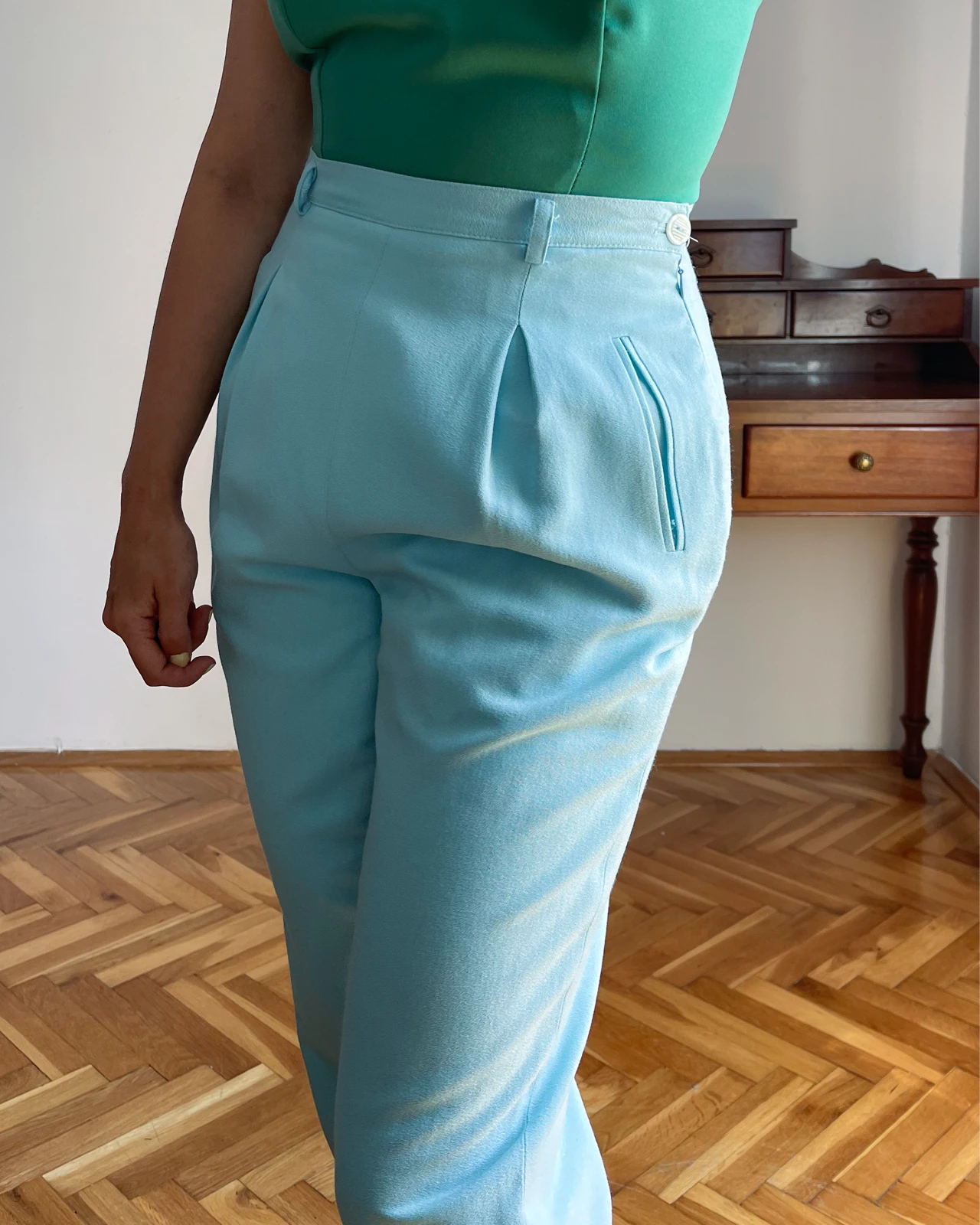 Elegantne vintage plave pantalone 80s 90s