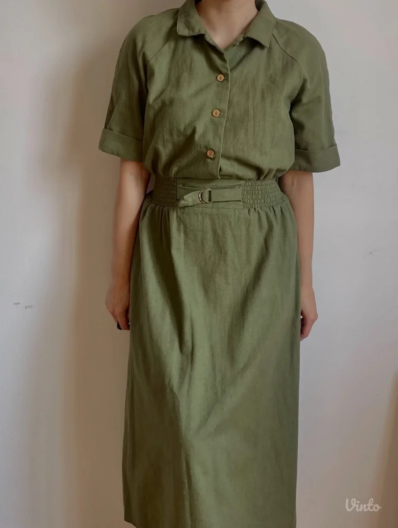 Vintage pamučna haljina-košulja u safari stilu C&A