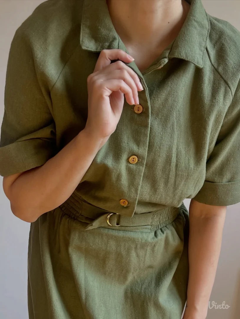 Vintage pamučna haljina-košulja u safari stilu C&A