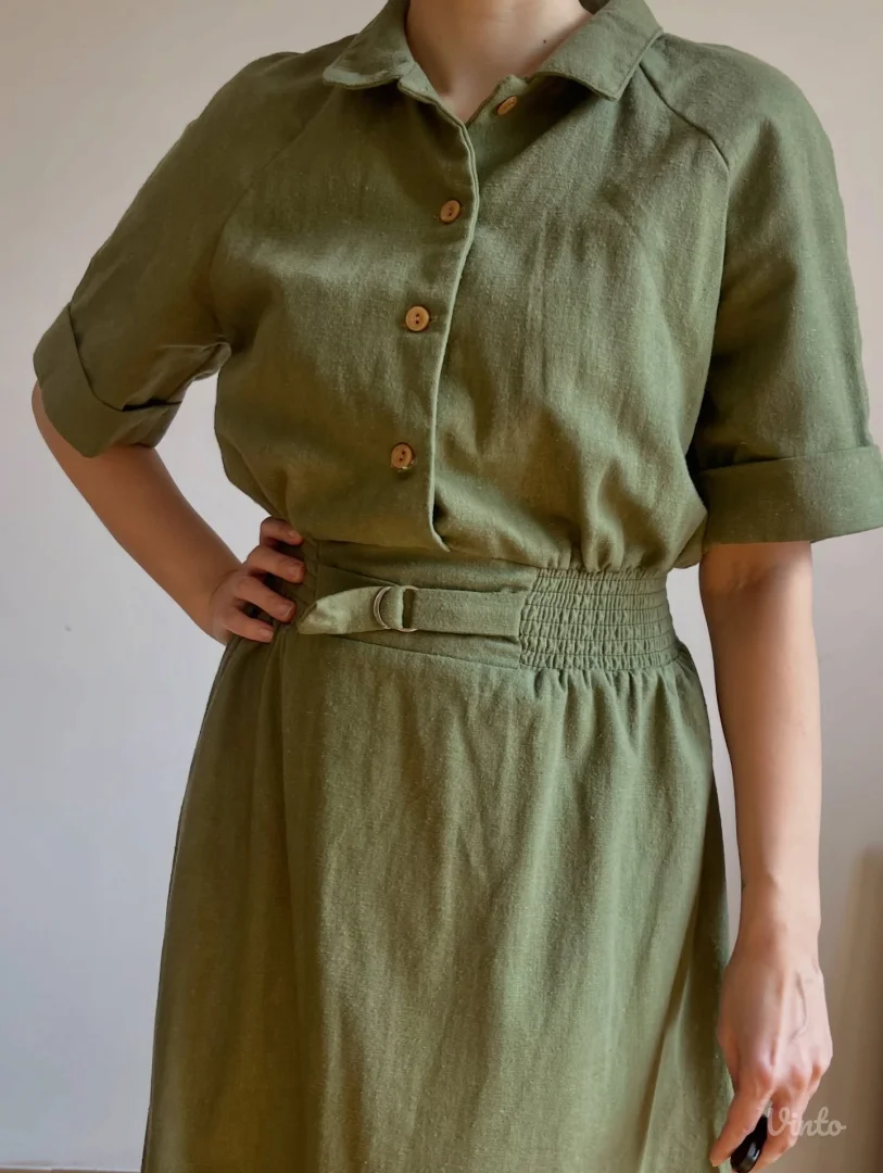 Vintage pamučna haljina-košulja u safari stilu C&A