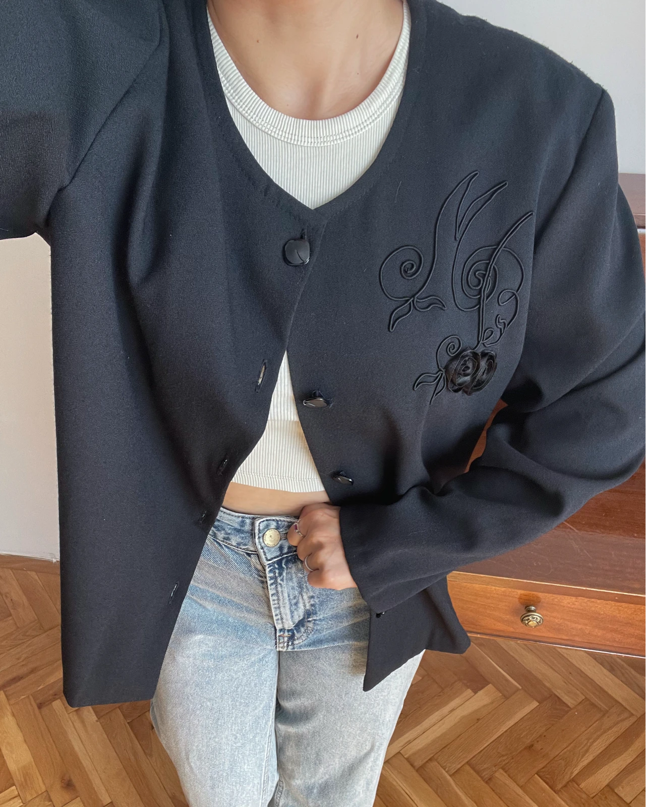 Vintage sako 90s francuska crni