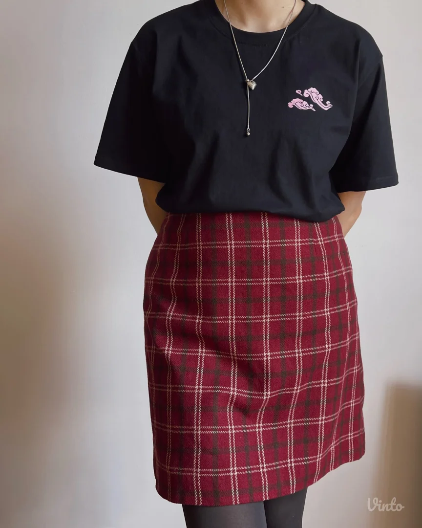 Mini suknja Esprit iz 90–00-ih u bordo boji sa kariranim printom